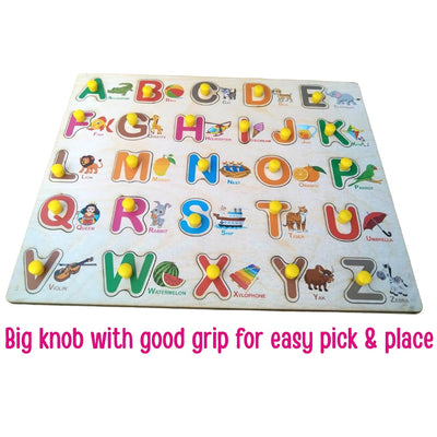 Wooden Puzzle with Knobs Educational and Learning Toy English Alphabet