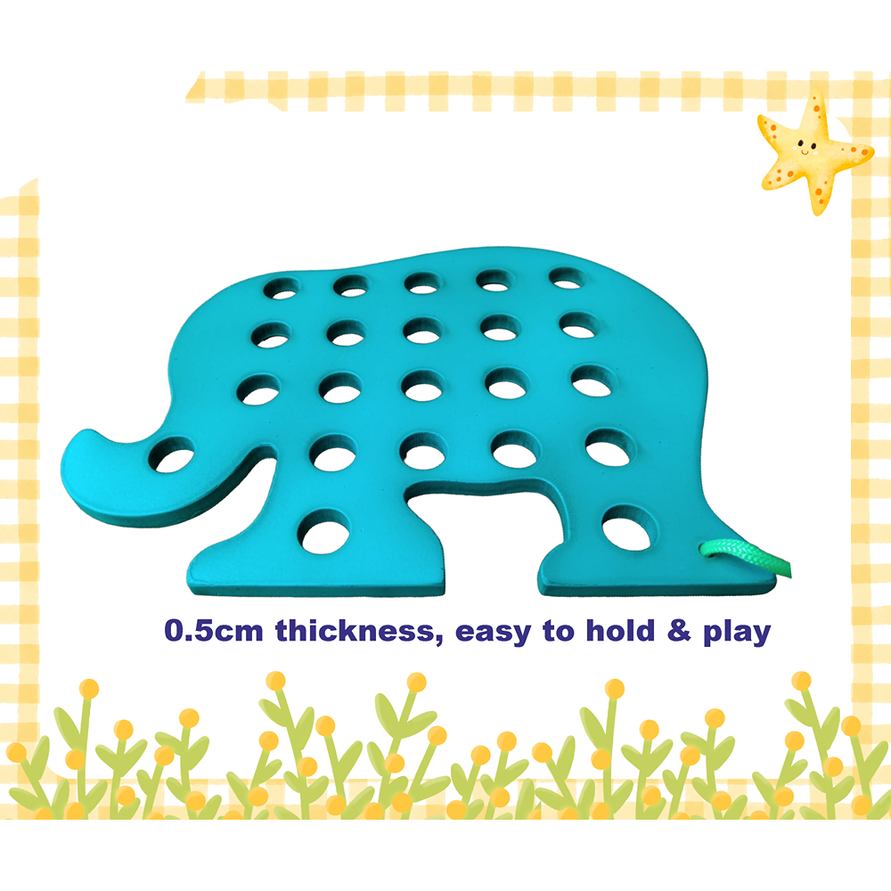 Wooden Lacing Toy - Set of Two (Elephant+Car Shape)