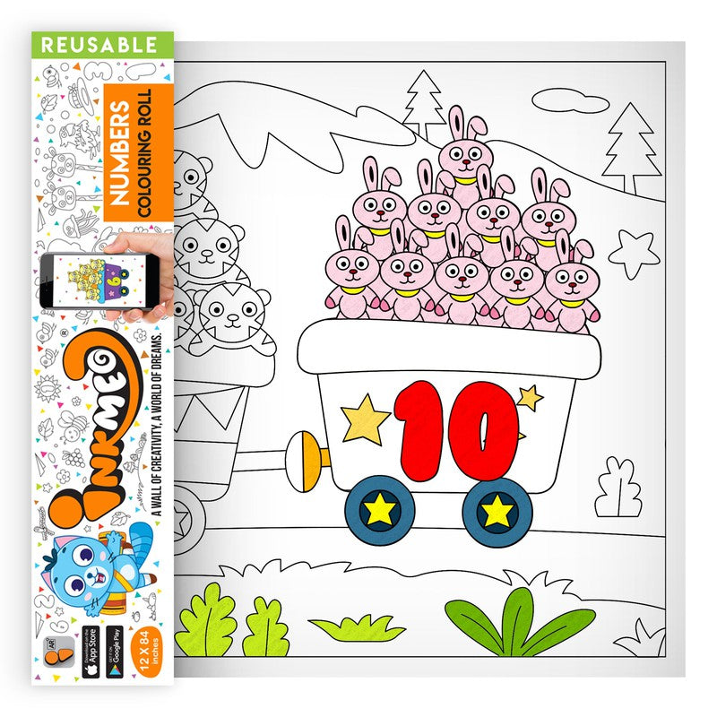 Numbers Theme Reusable Wall Colouring Roll For Kids