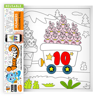 Numbers Theme Reusable Wall Colouring Roll For Kids