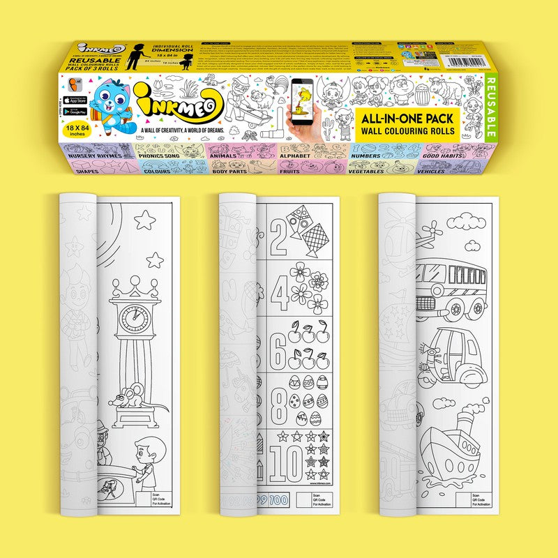 All-In-One Pack Wall Colouring Roll For Kids