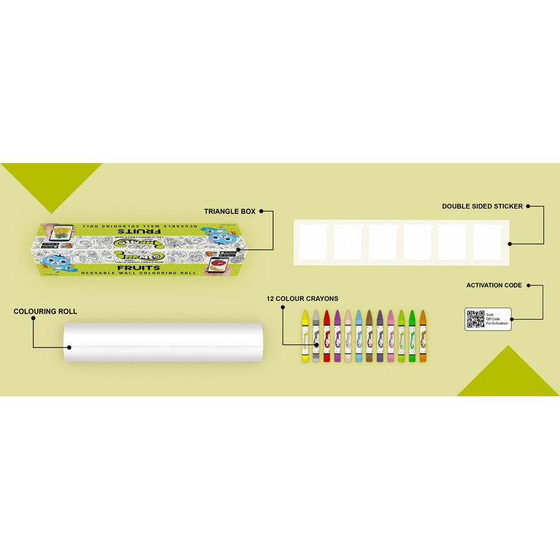 Fruits Reusable Wall Colouring Roll For Kids (6 Inch)