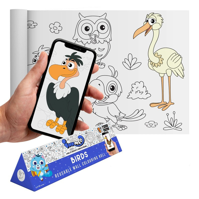 Birds Reusable Wall Colouring Roll For Kids (6 Inch)