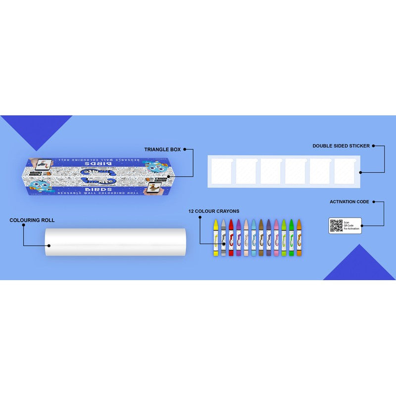 Birds Reusable Wall Colouring Roll For Kids (6 Inch)
