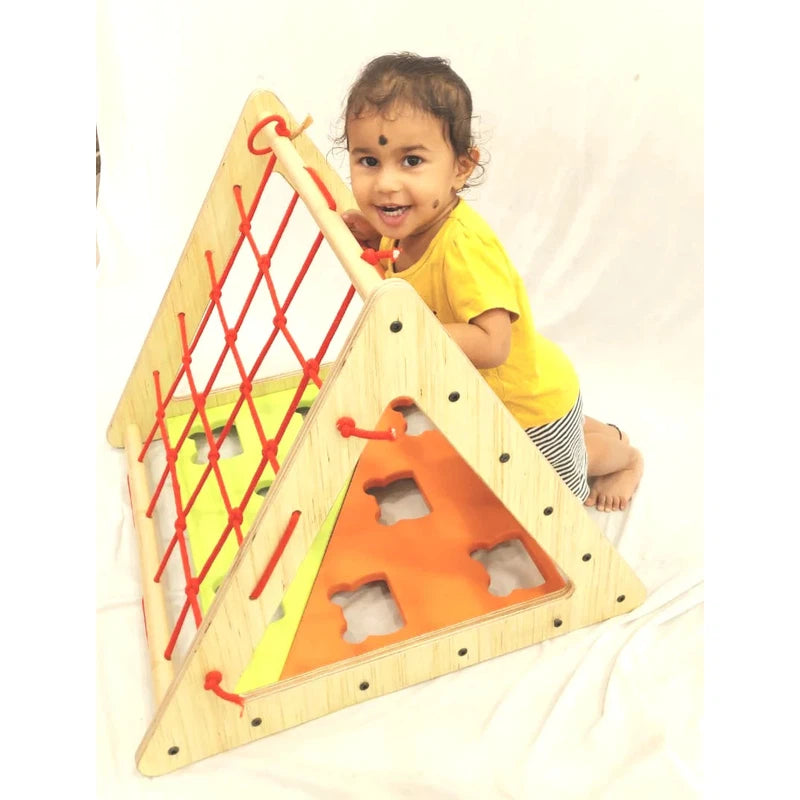 WoodBee Toys Pikler Triangle Climbing Frame | Wooden Montessori Gross Motor Activity Toy | Indoor Climbing Gym for Kids