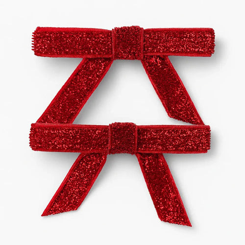 Baby Doe Red Glitter Bow Clips