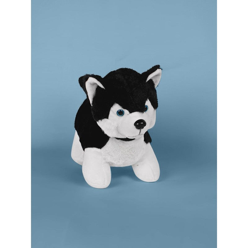 Cute Husky Soft Toy | Black & White | Length - 30 cm