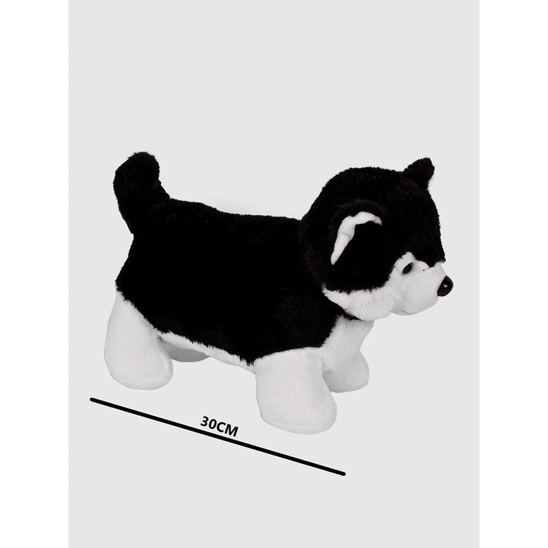 Cute Husky Soft Toy | Black & White | Length - 30 cm