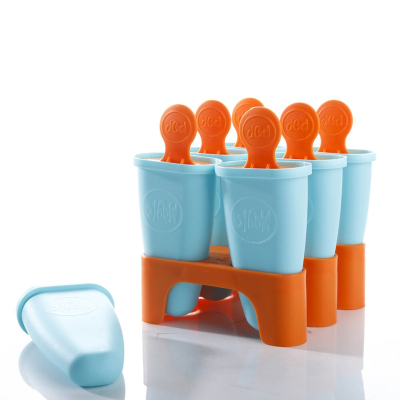 Ice Popsicle Mould Starter Kit (6 Moulds + 1 Orange Real Fruit Mix)