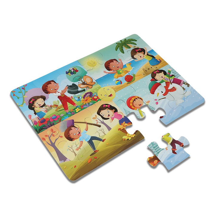 Seasons- Jigsaw Puzzle (24 Piece + Educational Fun Fact Book)