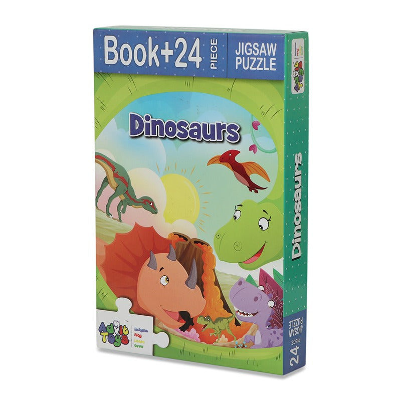 Dinosaurs Jigsaw Puzzle (24 Piece + Educational Fun Fact Book Inside)