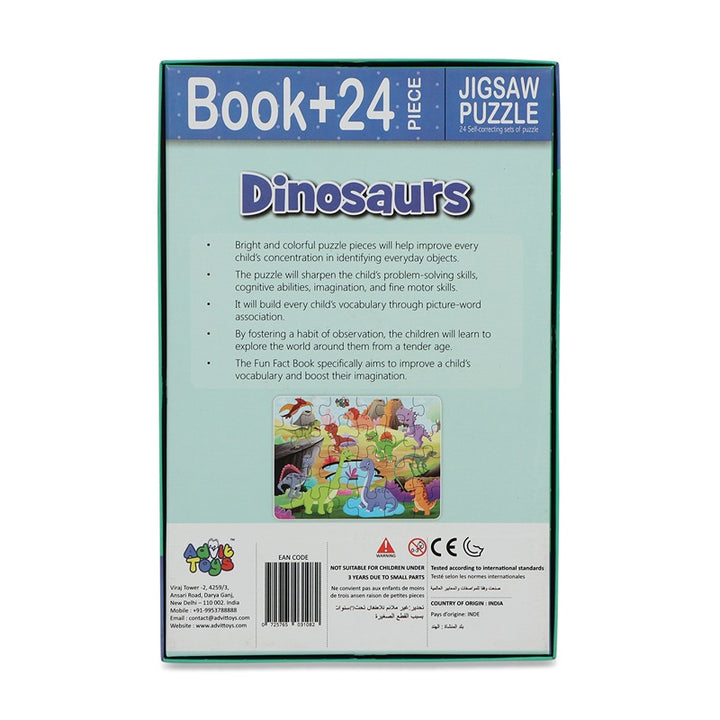 Dinosaurs Jigsaw Puzzle (24 Piece + Educational Fun Fact Book Inside)