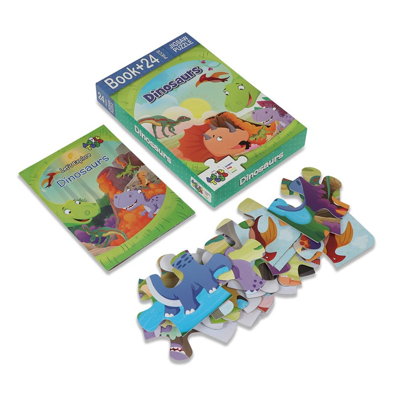 Dinosaurs Jigsaw Puzzle (24 Piece + Educational Fun Fact Book Inside)