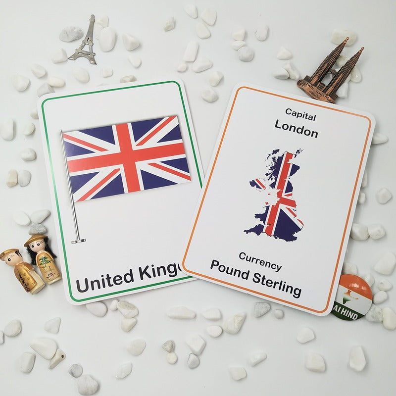 Country Flags Flash Cards for Kids - 32 Cards