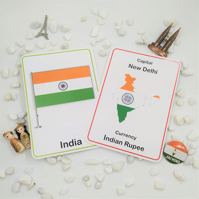 Country Flags Flash Cards for Kids - 32 Cards