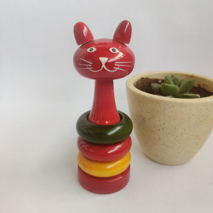 Wooden Abacus Cat Rattle for Newborns and Infants