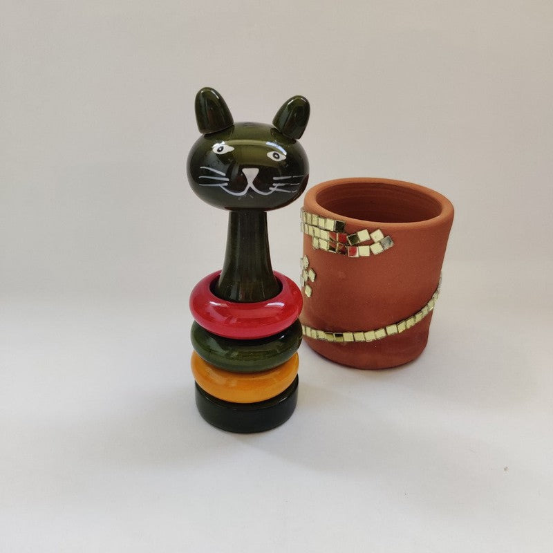 Wooden Abacus Cat Rattle for Newborns and Infants