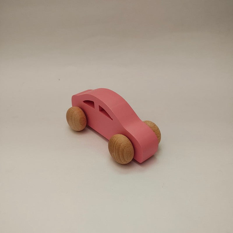 Colourful Commute Wooden Cars Combo of Two | Yellow School Van and Pink car | Push Pull Toy