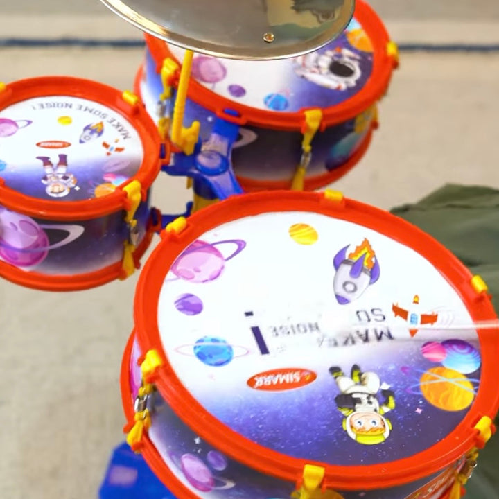 Simarr Little Rockstar Drum Set with Stool (Space Theme)