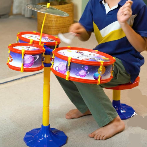 Simarr Little Rockstar Drum Set with Stool (Space Theme)