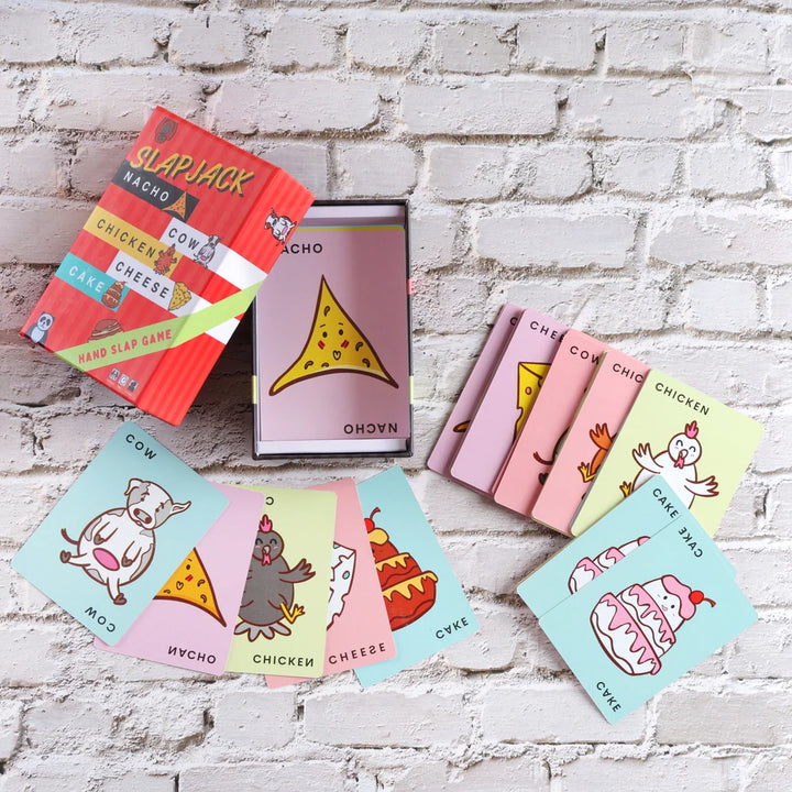 Adeloft Slapjack Nacho Cow Chicken Cheese Cake Card Game | Fast-Paced Family Party Game for Kids & Adults | Fun Travel Game
