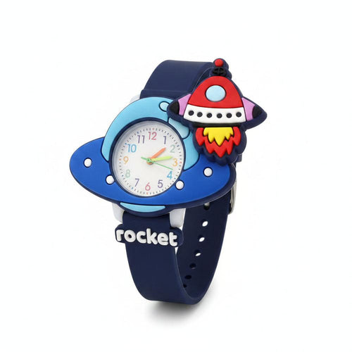 Space Theme Analog Watch for Kids | Blue Wrist Watch with Comfortable Wrist Band