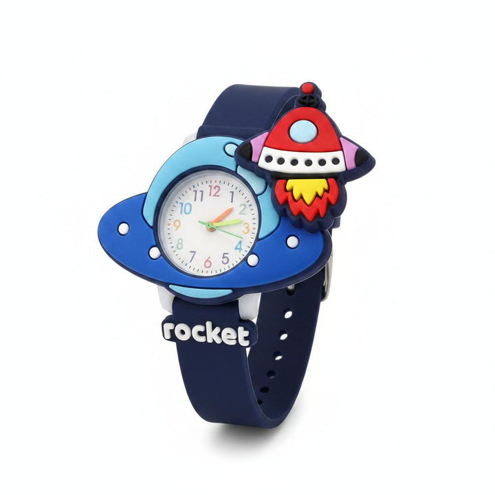 Space Theme Analog Watch for Kids | Blue Wrist Watch with Comfortable Wrist Band