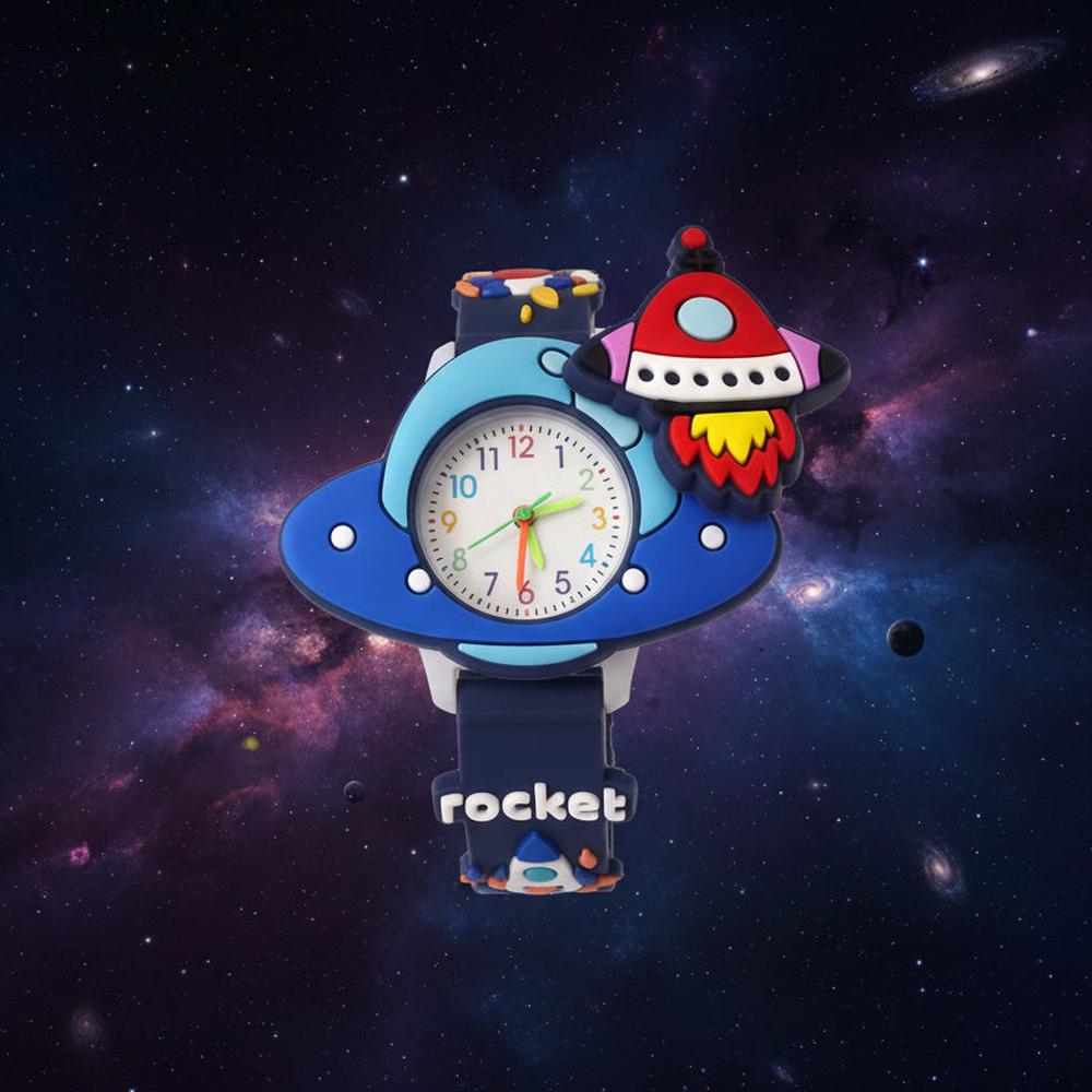 Space Theme Analog Watch for Kids | Blue Wrist Watch with Comfortable Wrist Band