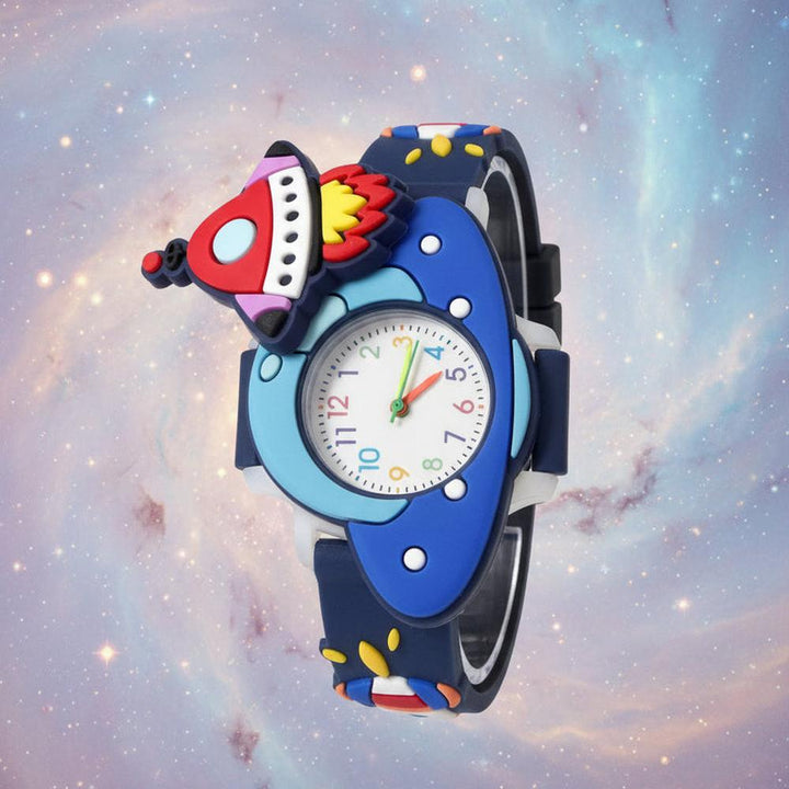 Space Theme Analog Watch for Kids | Blue Wrist Watch with Comfortable Wrist Band