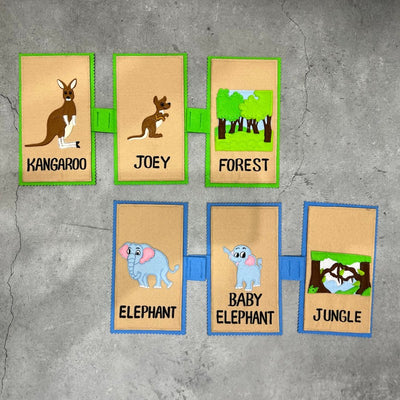 Animals, babies and their Homes (Wild animals) Felt Flash Cards