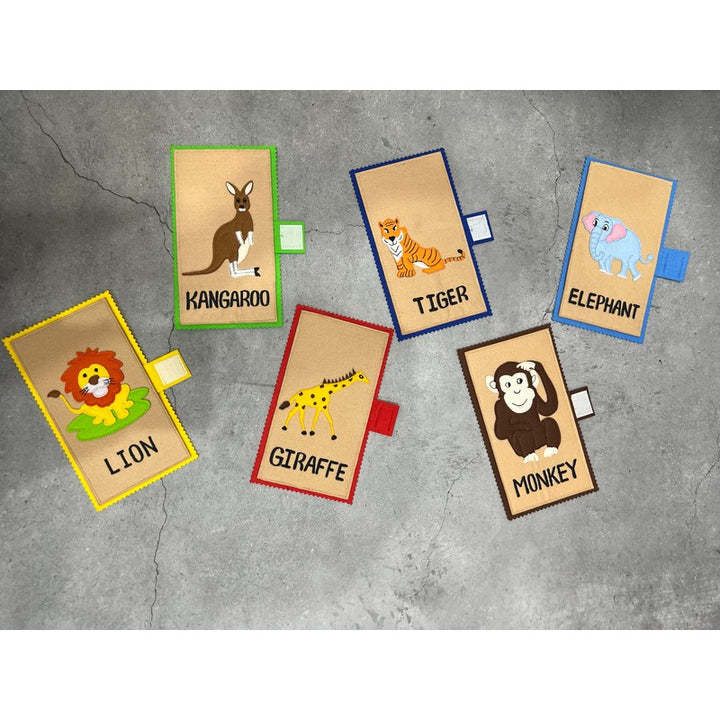 Animals, babies and their Homes (Wild animals) Felt Flash Cards