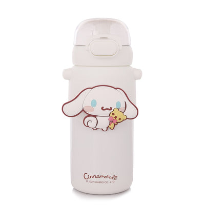 Big Ear Dog Design Stainless Steel Insulated Water Bottle (460ml) | White