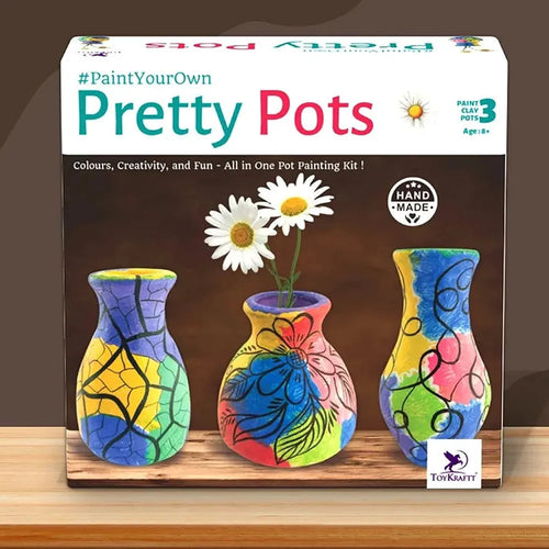 Toykraft Paint Your Own Pretty Pots – Pot Painting DIY Craft Kit