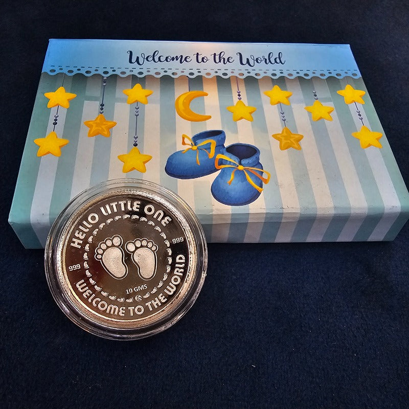 999 Silver Newborn Baby Boy Welcome Coin- 10gms