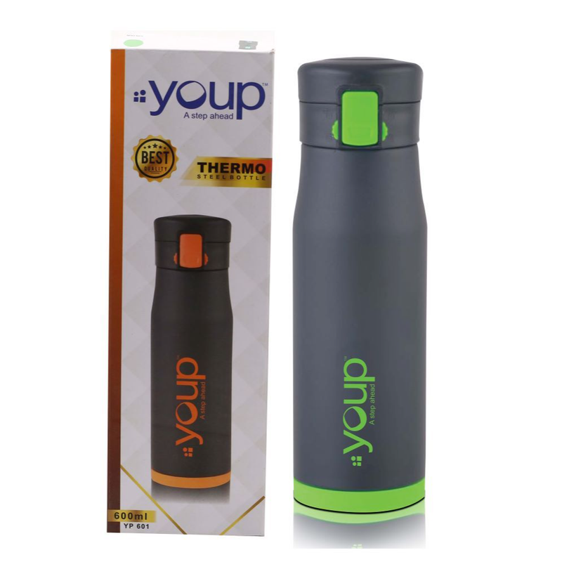 Youp Thermosteel Insulated Green Color Water Bottle BLACKY - 600 ml