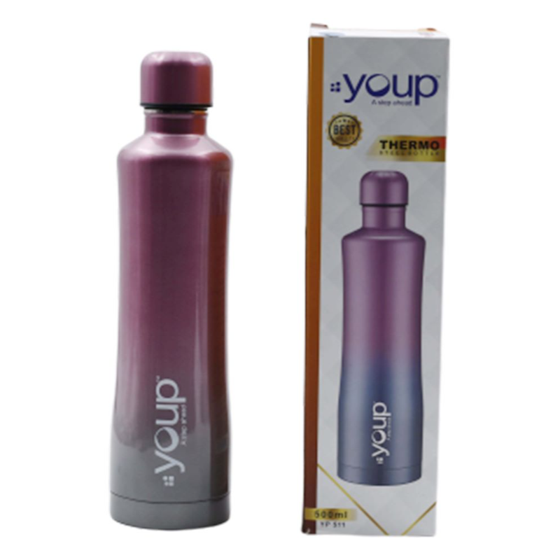 Youp Thermosteel Insulated Pink and Grey color Water Bottle  - 500 ml