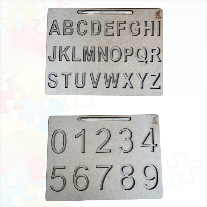 Wooden Dual Side Capital Alphabet and Number Tracing Board