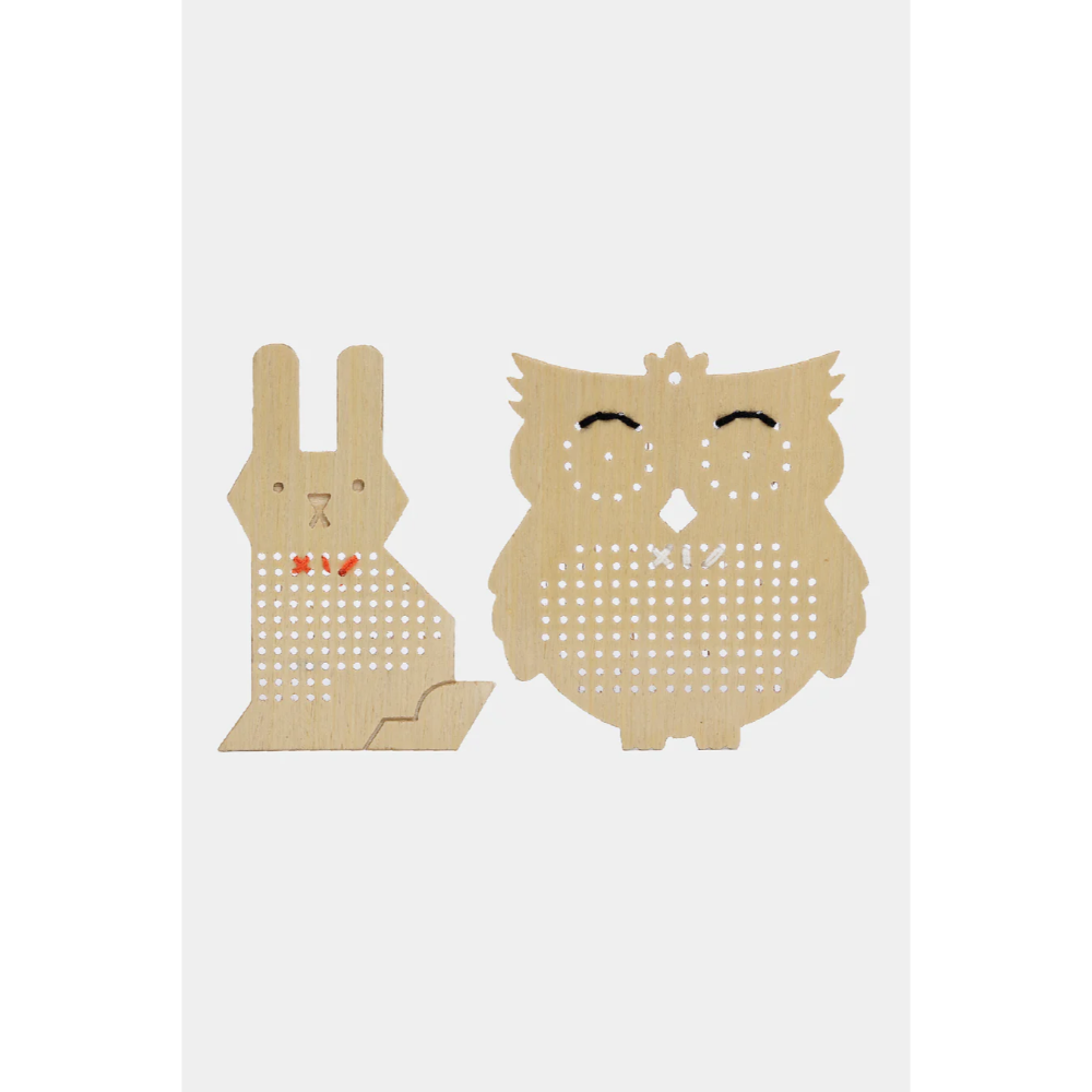 DIY Embroidery Kit for Beginners (Rabbit and Owl) - Set of 2