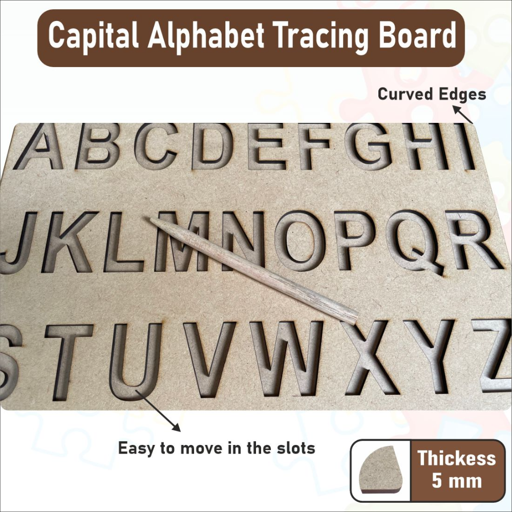 Wooden Capital Alphabet Tracing Board