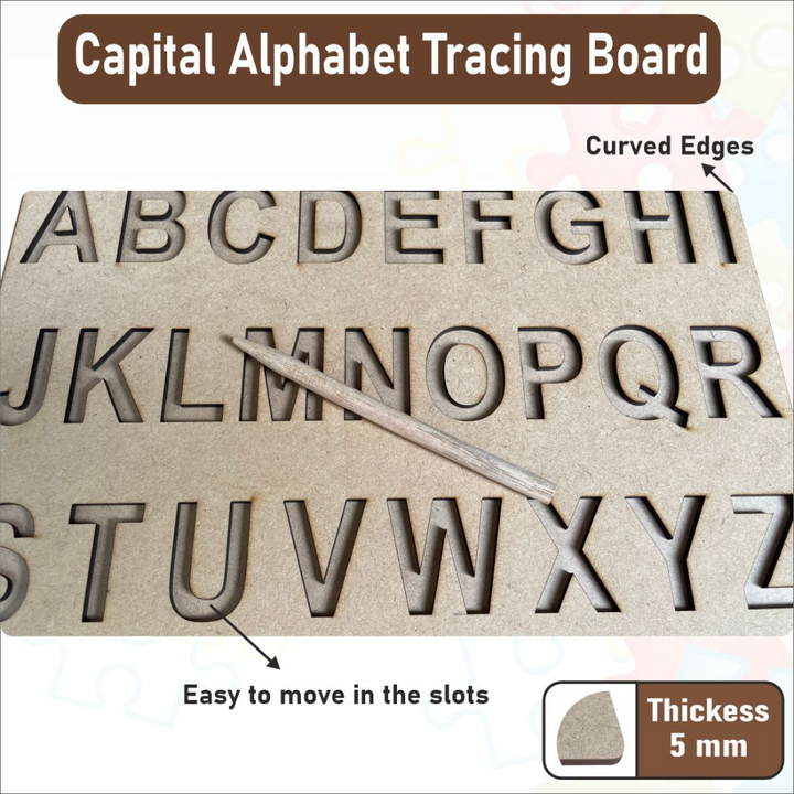 Wooden Capital Alphabet Tracing Board