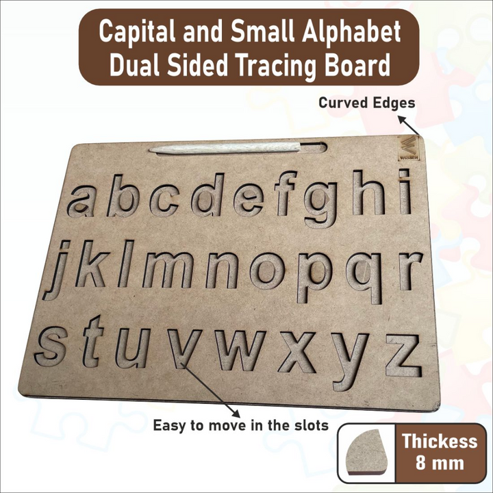 Wooden Dual Side Capital Alphabet and Small Alphabet Tracing board