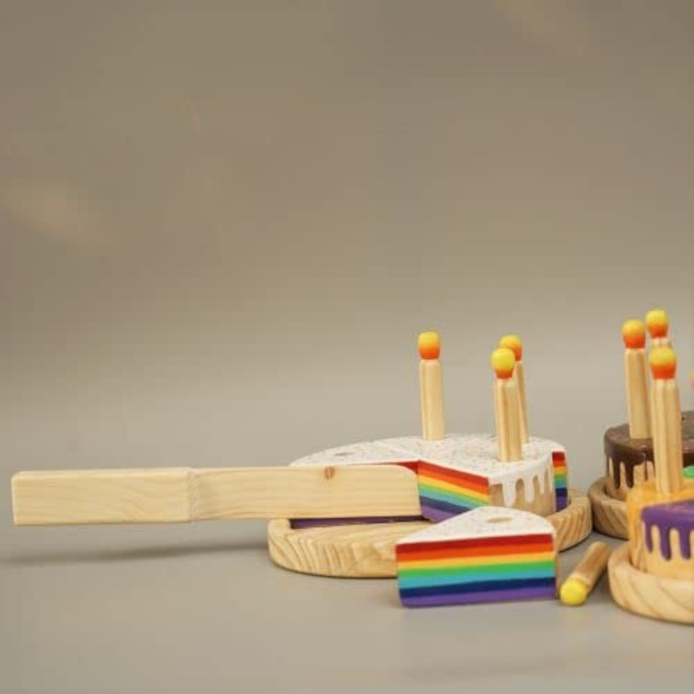 Wooden Rainbow Filled Vanilla Cake Toy