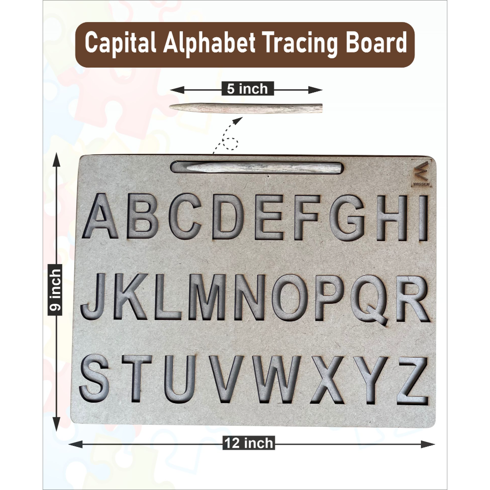 Wooden Capital Alphabet Tracing Board