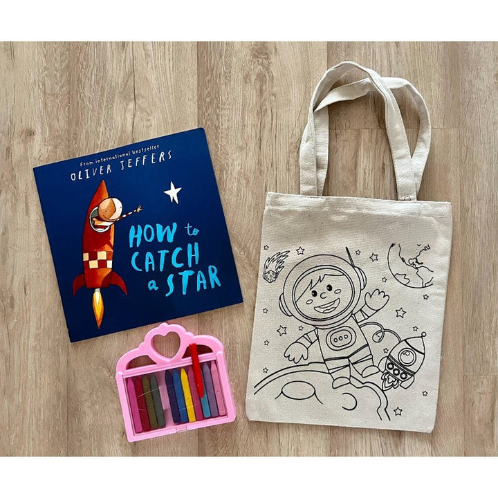 DIY Colouring Little Space Explorer Tote Bag