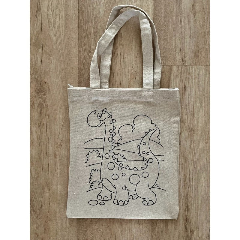 DIY Colouring Little Dinosaur Tote Bag