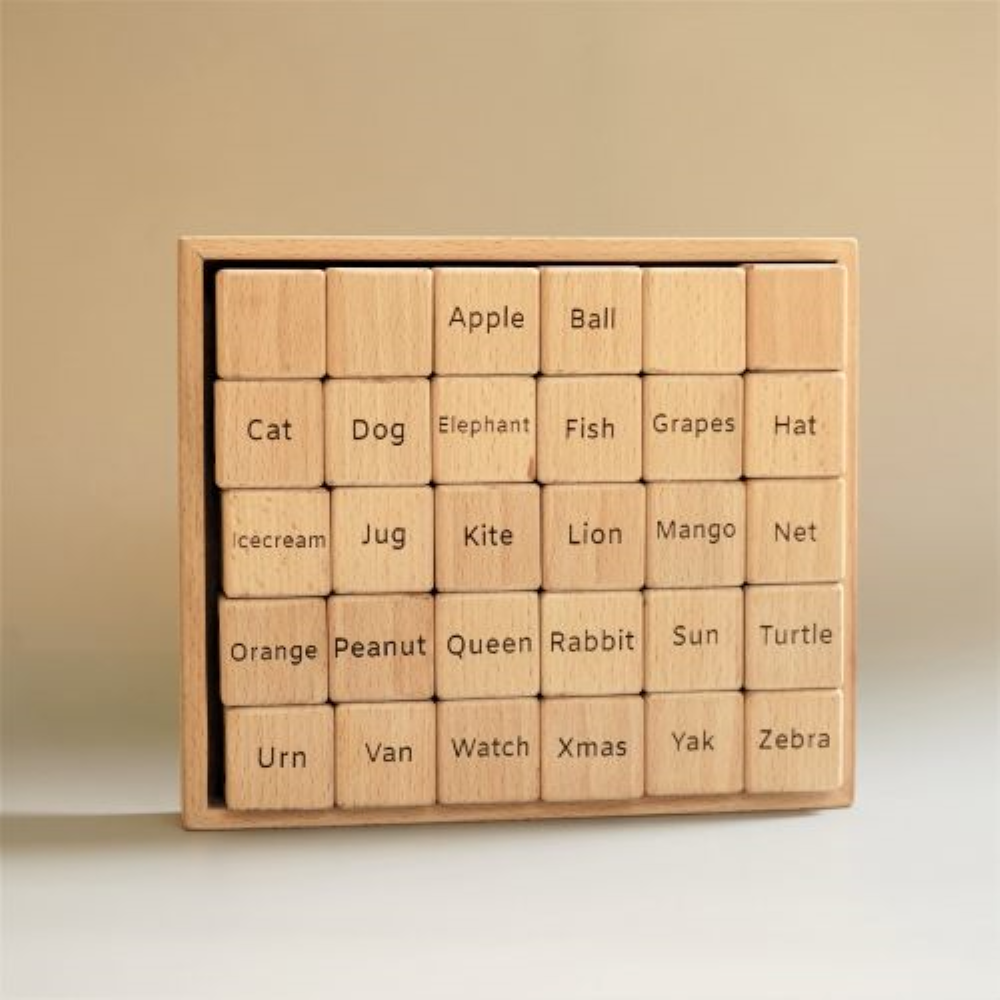 Educational Wooden Building Blocks Set (30 Pcs, 1 Tray)
