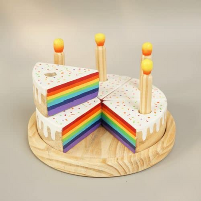 Wooden Rainbow Filled Vanilla Cake Toy