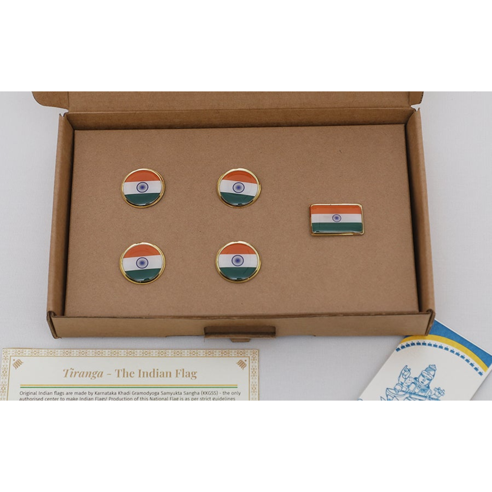 Indian flag lapel pins round (set of 5)