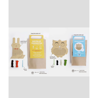 DIY Embroidery Kit for Beginners (Rabbit and Owl) - Set of 2