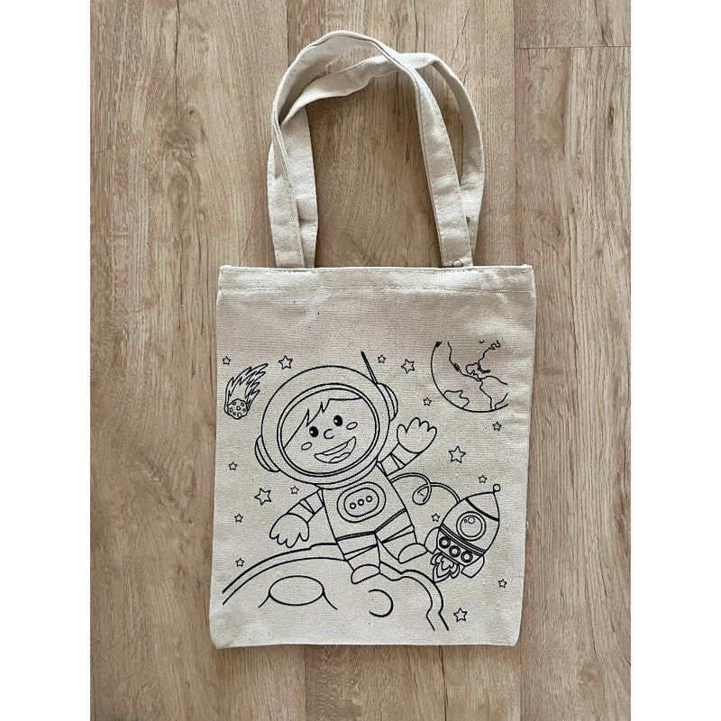 DIY Colouring Little Space Explorer Tote Bag